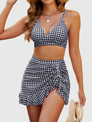 Emo - Women's High Waisted Bikini Sets Tummy Control Swim Skirt Two Piece Swim Suit