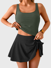 Emo - Tankini Swimsuit for Women Tummy Control Two Piece Bathing Suit High Waisted Tank Top with Swim Skirt