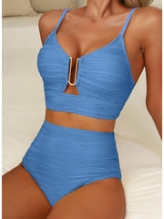 Emo - 2026 Summer Two Piece Bikini Set U-Wire Cutout High Waisted Swimsuit-Black