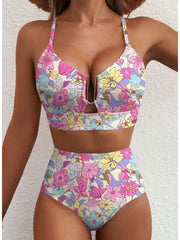 Emo - 2026 Summer Two Piece Bikini Set U-Wire Cutout High Waisted Swimsuit-Black