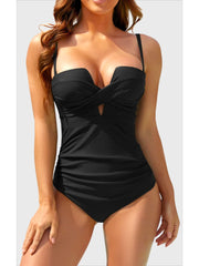 Emo - Women's Push Up Wrap Front Swimsuit One Piece Tummy Control Bathing Suits Bandeau Support Slimming Swimwear