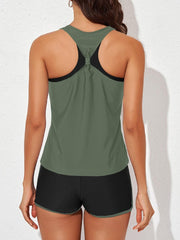 Womens Athletic 3 Piece Tankini Swimsuits with Shorts Swim Tank Tops