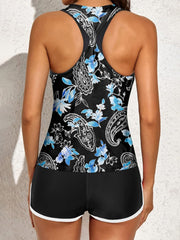 Womens Athletic 3 Piece Tankini Swimsuits with Shorts Swim Tank Tops