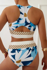 Emo - Olive Drab Colorblock Cut Back Bikini Set