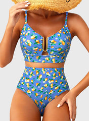 Emo - 2026 Summer Two Piece Bikini Set U-Wire Cutout High Waisted Swimsuit-Black