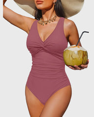 Emo - Women Tummy Control One Piece Swimsuit - Push Up Bathing Suit Full Coverage Slimming Swimwear