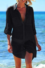 Emo - Navy Pocket Long Sleeve Cover Up