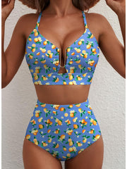 Emo - 2026 Summer Two Piece Bikini Set U-Wire Cutout High Waisted Swimsuit-Black