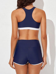 Womens Athletic 3 Piece Tankini Swimsuits with Shorts Swim Tank Tops