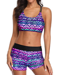 Emo - 3 Piece Tankini Swimsuits for Women Tummy Control Bathing Suits