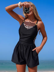 Emo - Women's One Piece Tummy Control Bathing Suits Color Block Full Coverage Swim Rompers