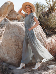 Women Beach Cover Up Dress V Neck Button Drawstring Short Sleeve Dress