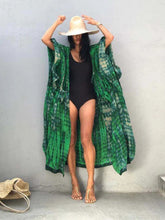 Emo - Green Hooded Printed Beach Vacation Swimsuit Cover Up