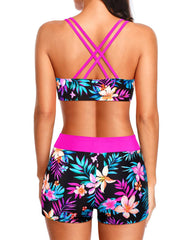 Emo - 3 Piece Tankini Swimsuits for Women Tummy Control Bathing Suits