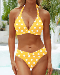 Emo - Women Two Piece Bathing Suits Push Up Bikini Set Halter Swimsuit Vintage Swimwear