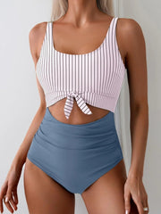 Emo - Women's One Piece Swimsuit Tummy Control Slimming Bathing Suit Cutout Tie Knot Swimwear