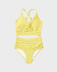 Emo - Textured Knot-Front High-Waisted Bikini Set