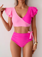 Emo - Womens High Waisted Bathing Suits Tummy Control Two Piece Swimsuits Ruffle Bikini Sets Criss Cross Ruched Swimwear