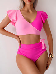 Emo - Womens High Waisted Bathing Suits Tummy Control Two Piece Swimsuits Ruffle Bikini Sets Criss Cross Ruched Swimwear