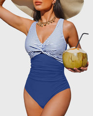 Emo - Women Tummy Control One Piece Swimsuit - Push Up Bathing Suit Full Coverage Slimming Swimwear