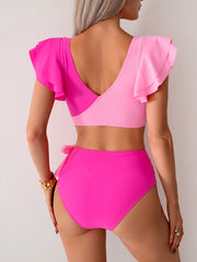 Emo - Womens High Waisted Bathing Suits Tummy Control Two Piece Swimsuits Ruffle Bikini Sets Criss Cross Ruched Swimwear