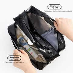 Emo - New Portable Waterproof Large Capacity Wet And Dry Separation Toiletry Makeup Storage And Awimming Bag