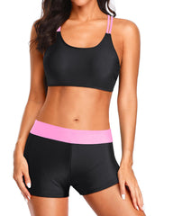 Emo - 3 Piece Tankini Swimsuits for Women Tummy Control Bathing Suits