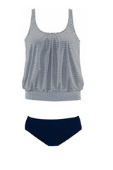 Emo - Blue Stripes Tankini With Shorts Drawstring