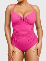 Womens Swimsuits Tummy Control Bathing Suit Slimming One Piece U-Ring Shapewear Swimwear