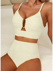 Emo - 2026 Summer Two Piece Bikini Set U-Wire Cutout High Waisted Swimsuit-Black