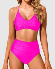 Emo - Women High Waisted Bikini Set Two Piece Swimsuits Push up Wrap Swim Suits Top Tummy Control Bathing Suit