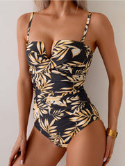 Emo - Women's Push Up Wrap Front Swimsuit One Piece Tummy Control Bathing Suits Bandeau Support Slimming Swimwear