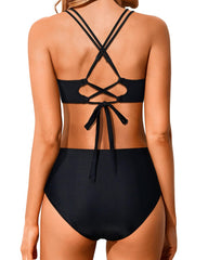 Emo - Women High Waisted Bikini Set Two Piece Swimsuits Push up Wrap Swim Suits Top Tummy Control Bathing Suit