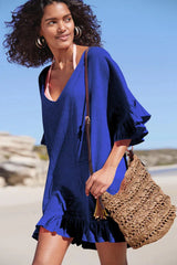 Emo - V Neck Solid Color Cover Up