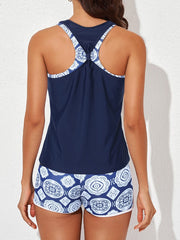 Womens Athletic 3 Piece Tankini Swimsuits with Shorts Swim Tank Tops