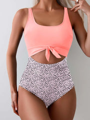 Emo - Women's One Piece Swimsuit Tummy Control Slimming Bathing Suit Cutout Tie Knot Swimwear