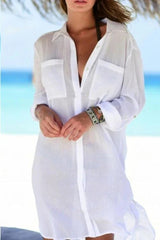 Emo - White Pocket Long Sleeve Cover Up