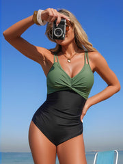 Emo - Women's One Piece Swimsuit Sexy Twist Front Tummy Control Bathing Suit