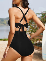Emo - Women's One Piece Swimsuits Tummy Control Cutout High Waisted Bathing Suit Wrap Tie Back