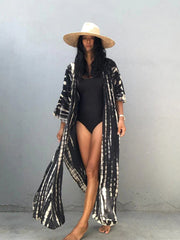 Emo - Green Hooded Printed Beach Vacation Swimsuit Cover Up