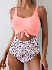 Emo - Women's One Piece Swimsuit Tummy Control Slimming Bathing Suit Cutout Tie Knot Swimwear