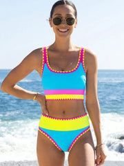 Womens Tummy Control 3 Piece Swimsuit with Skirt High Waisted Bikini