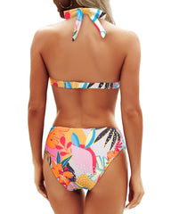 Emo - Women Two Piece Bathing Suits Push Up Bikini Set Halter Swimsuit Vintage Swimwear