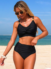 Emo - Women's Bikini Sets Fashion Twist Front Push Up High Waist Bikini Swimsuit